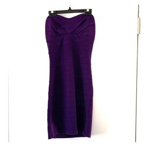 Purple strapless dress